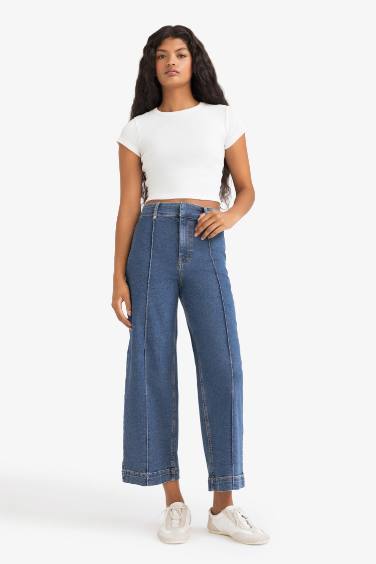 Culotte High Waist Crop Fit Jeans
