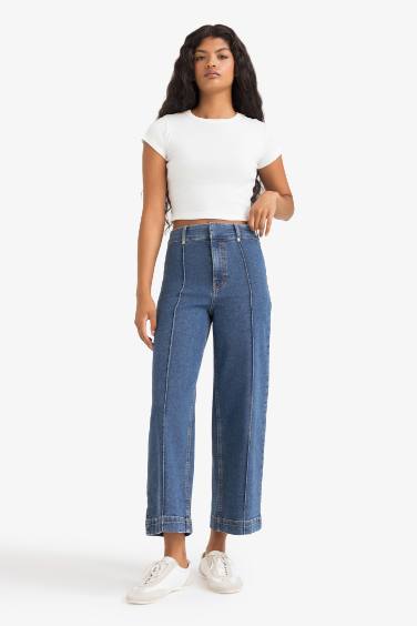 Culotte High Waist Crop Fit Jeans