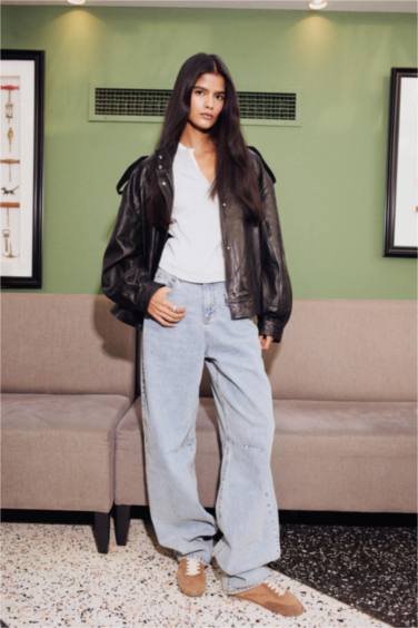 Baggy Fit High Waist Long Jeans