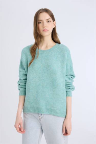 Oversize Geniş Kalıp Bisiklet Yaka Triko Kazak