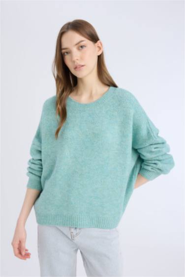 Oversize Geniş Kalıp Bisiklet Yaka Triko Kazak