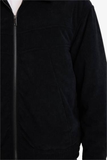 Oversize Fermuarlı Kadife Mont