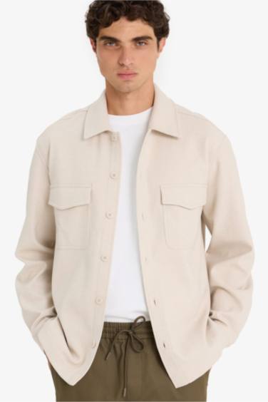 جاكيت قميص قصة عادية بياقة بولو