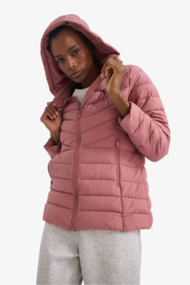 DeFactoFit Su İtici Regular Fit Kapüşonlu Fermuarlı Cepli Şişme Mont
