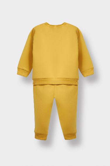 Erkek Bebek 2'li Takım Dinozor Baskılı Sweatshirt Eşofman Altı