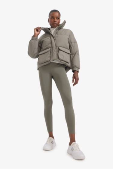 DeFactoFit Oversize Fit Stand Collar Pockets Puffer Jacket