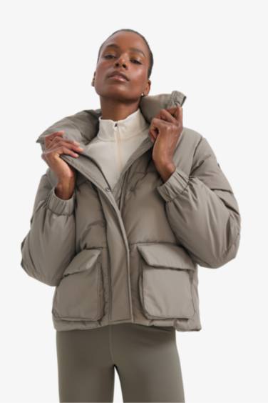 DeFactoFit Oversize Fit Stand Collar Pockets Puffer Jacket