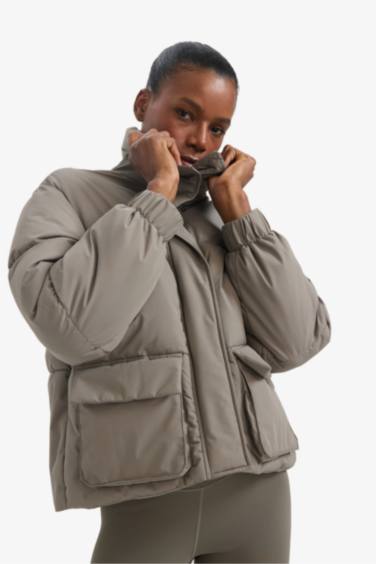 DeFactoFit Oversize Fit Stand Collar Pockets Puffer Jacket