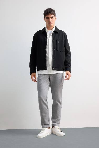 جاكيت قميص قصة عادية بياقة قميص