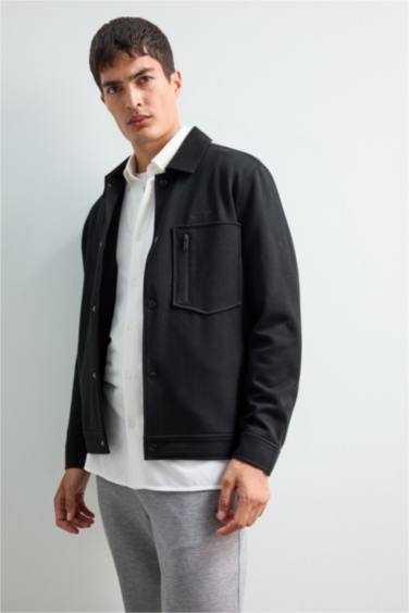 جاكيت قميص قصة عادية بياقة قميص