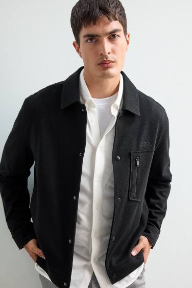 جاكيت قميص قصة عادية بياقة قميص