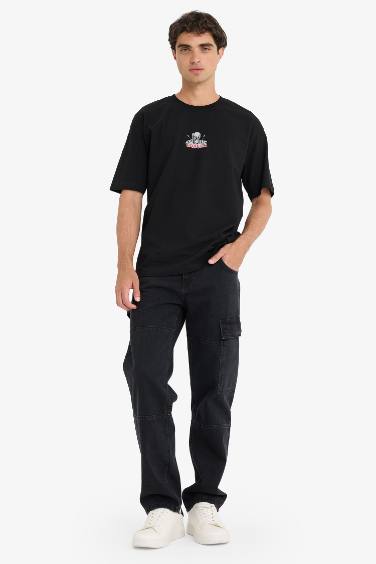 Boxy Fit Crew Neck Printed Short Sleeve T-Shirt