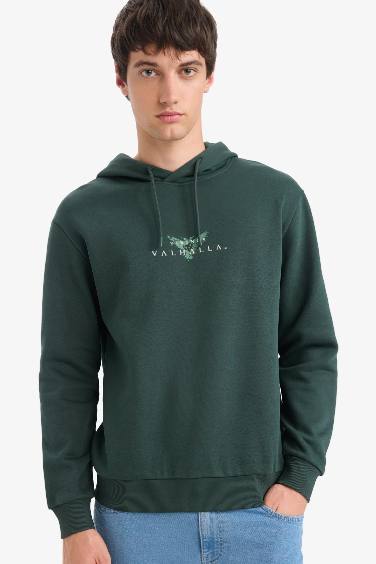 Regular Fit Vikings Valhalla Printed Long Sleeve Sweatshirt