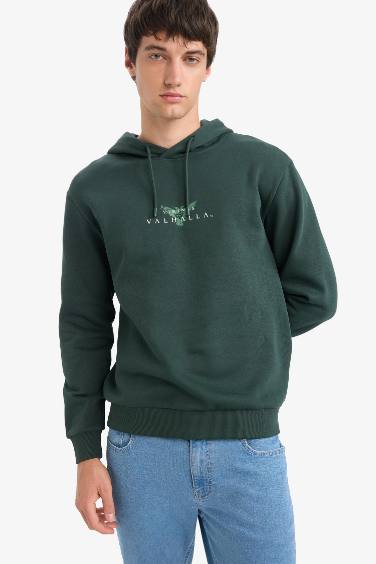 Regular Fit Vikings Valhalla Printed Long Sleeve Sweatshirt