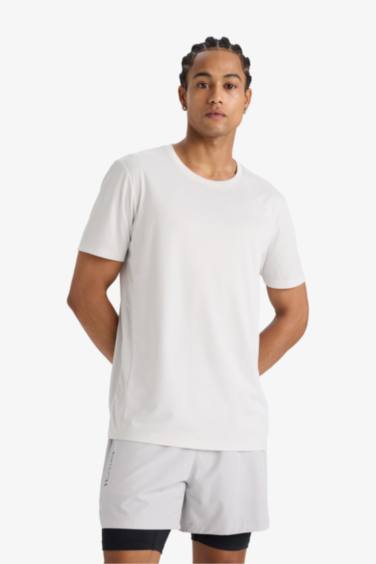 DeFactoFit Slim Fit Узкий Покрой с Круглым Воротом Быстросохнущая Дышащая Эластичная Ткань Печать Спортивная Футболка с Коротким Рукавом