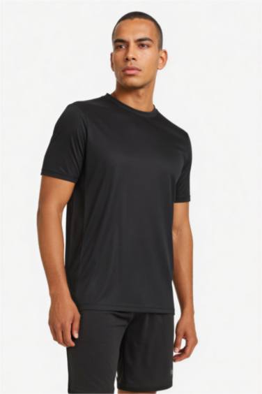 Slim Fit дөңгелек жағалы суретті спорттық қысқа жеңді футболка