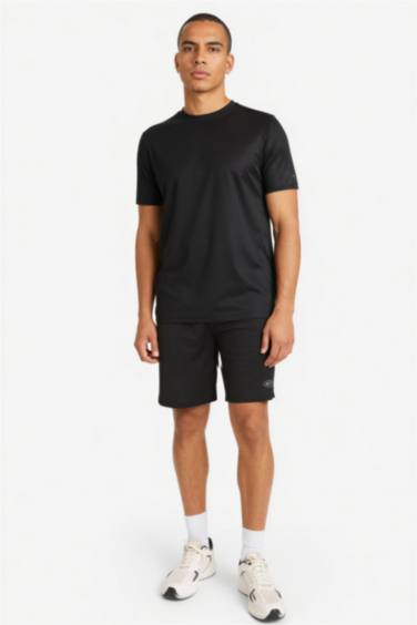 Slim Fit дөңгелек жағалы суретті спорттық қысқа жеңді футболка