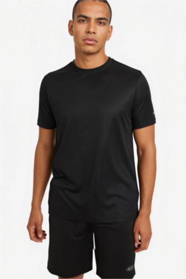 Slim Fit дөңгелек жағалы суретті спорттық қысқа жеңді футболка