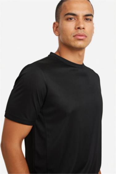 Slim Fit дөңгелек жағалы суретті спорттық қысқа жеңді футболка