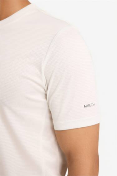 Slim Fit дөңгелек жағалы суретті спорттық қысқа жеңді футболка