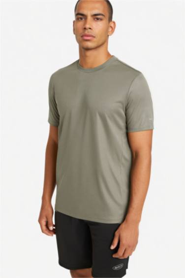 Slim Fit дөңгелек жағалы суретті спорттық қысқа жеңді футболка