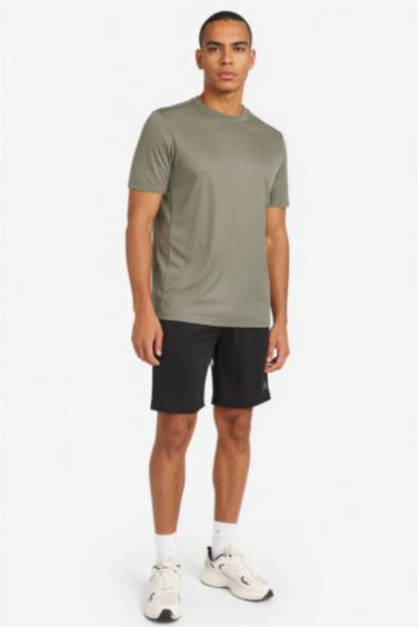 Slim Fit дөңгелек жағалы суретті спорттық қысқа жеңді футболка