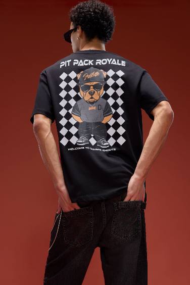 Boxy Fit Crew Neck Animal Print Short Sleeve T-Shirt