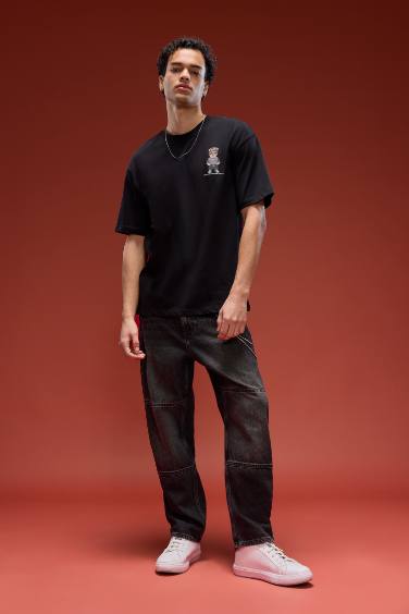 Boxy Fit Crew Neck Animal Print Short Sleeve T-Shirt