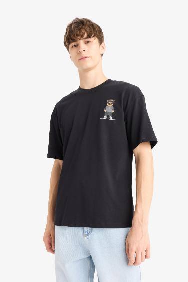 Boxy Fit Crew Neck Animal Print Short Sleeve T-Shirt