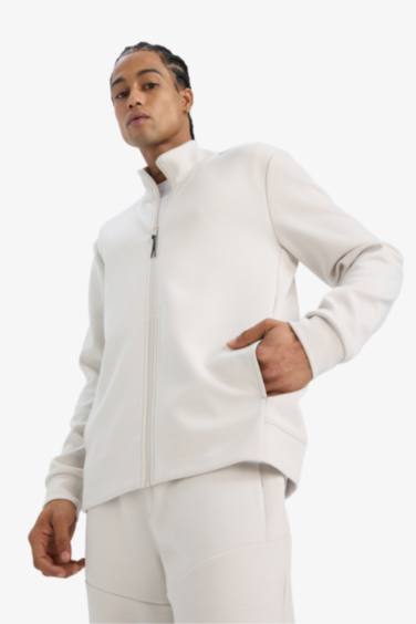 Жакет DeFactoFit из материала скуба с высоким воротником, стандартный крой