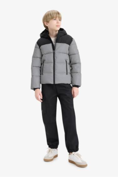 Boy Hooded Water Repellent Fleece Lined Puffer Jacket