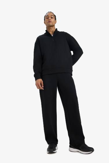 سويت شيرت اوفر سايز بياقة عالية قماش سكوبا