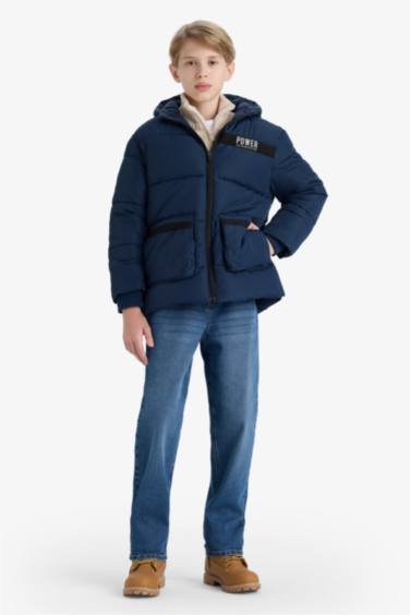 Erkek Çocuk Su İtici Kapüşonlu Polar Astarlı Parka