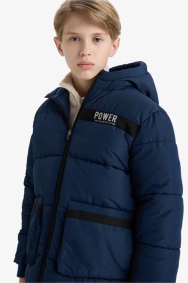 Erkek Çocuk Su İtici Kapüşonlu Polar Astarlı Parka