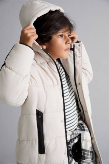 Erkek Çocuk Su İtici Kapüşonlu Polar Astarlı Parka