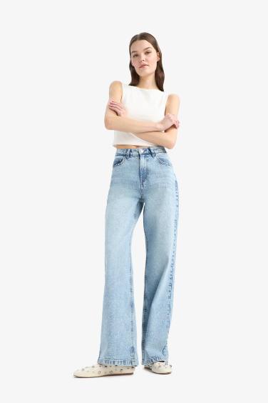 Таңдай Кең деним кең етек Шалбар