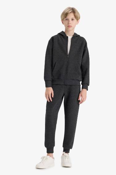 Boy Hooded School Zippered Sweatshirt