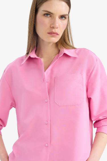 Oversize Geniş Kalıp Poplin Uzun Kollu Gömlek