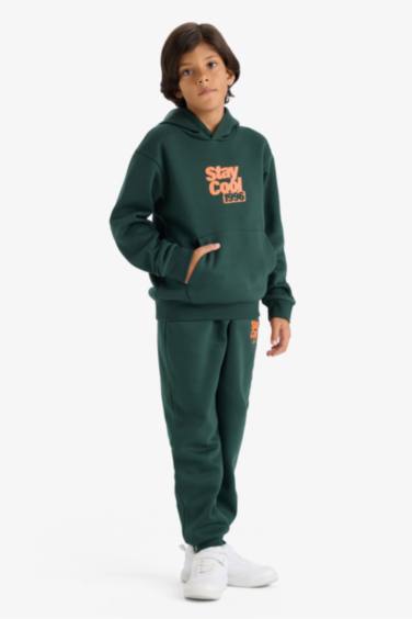 Boy Regular Fit Slogan Printed Thick Fabric Sweatpants