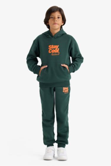 Boy Regular Fit Slogan Printed Thick Fabric Sweatpants