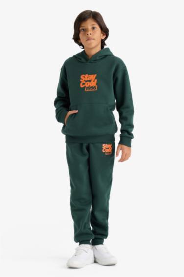 Boy Regular Fit Slogan Printed Thick Fabric Sweatpants