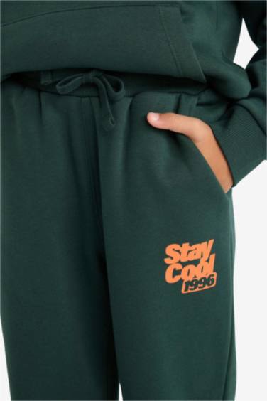 Boy Regular Fit Slogan Printed Thick Fabric Sweatpants