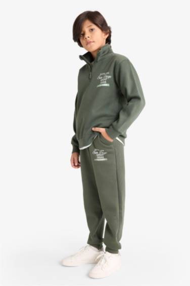 Boy Regular Fit Thick Fabric Slogan Print Sweatpants