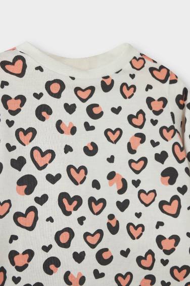 Kız Bebek Pijama Takımı Desenli Uzun Kollu Penye Üst Uzun Alt