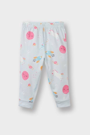 Kız Bebek Pijama Takımı Uzay Baskılı Uzun Kollu Penye Üst Uzun Alt