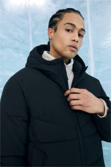 Defactofit Regular Fit Hooded Winter Waterproof Jacket