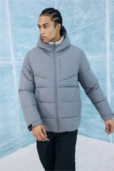 Defactofit Regular Fit Hooded Winter Waterproof Jacket