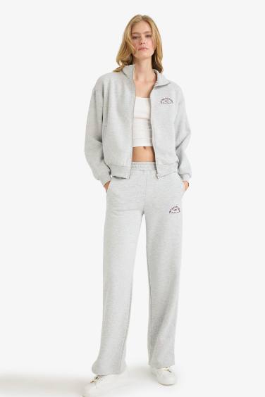 Relax Fit Half Turtleneck Printed Thick Sweatshirt Fabric Cardigan