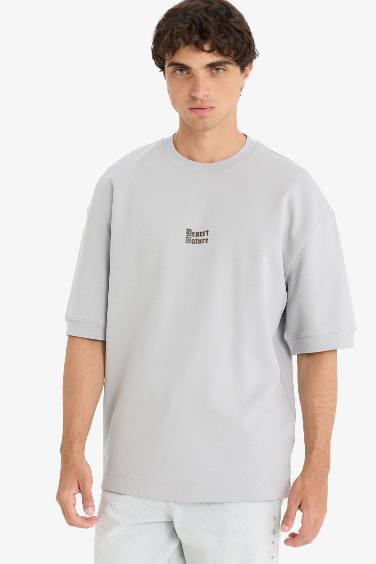 Loose Fit Crew Neck Printed Short Sleeve T-Shirt