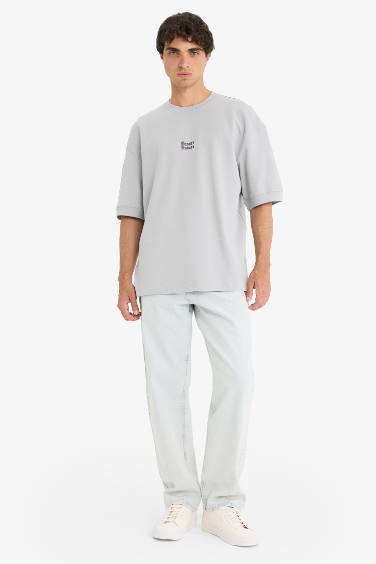 Loose Fit Crew Neck Printed Short Sleeve T-Shirt